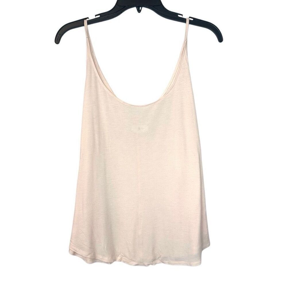 Lou & Grey Ribbed Scoop NeckโRayon Lightweight Cami Tank Peach Large